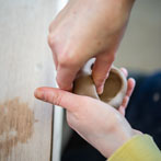 Rebecca Brown working in her studio 2019